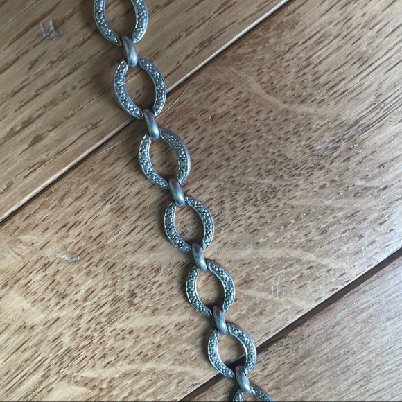 925 SILVER GOLD PLATE OVAL LINK BRACELET - Picture 4 of 6